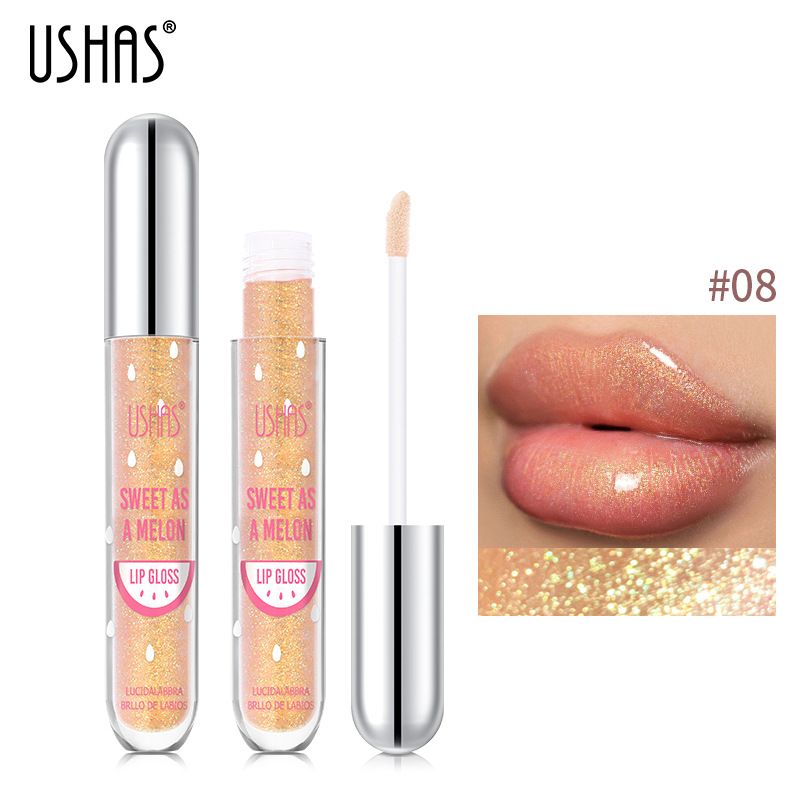 USHAS Lip Gloss Glitter Long-lasting Moisturizing Liquid Cosmetics Festival Gift Lipsticks Makeup