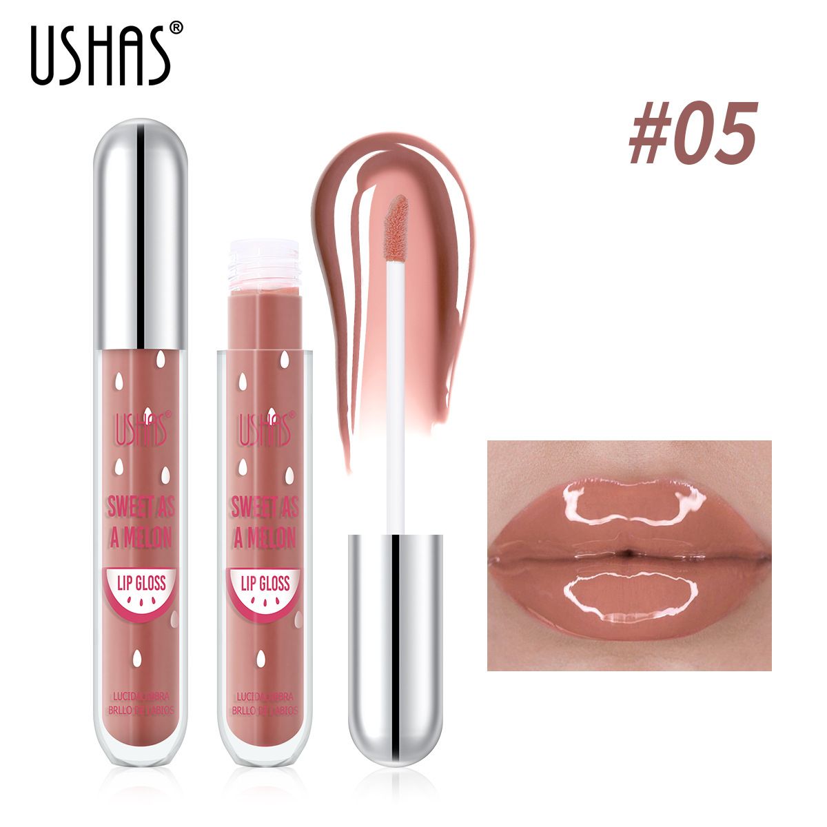 USHAS Lip Gloss Glitter Long-lasting Moisturizing Liquid Cosmetics Festival Gift Lipsticks Makeup