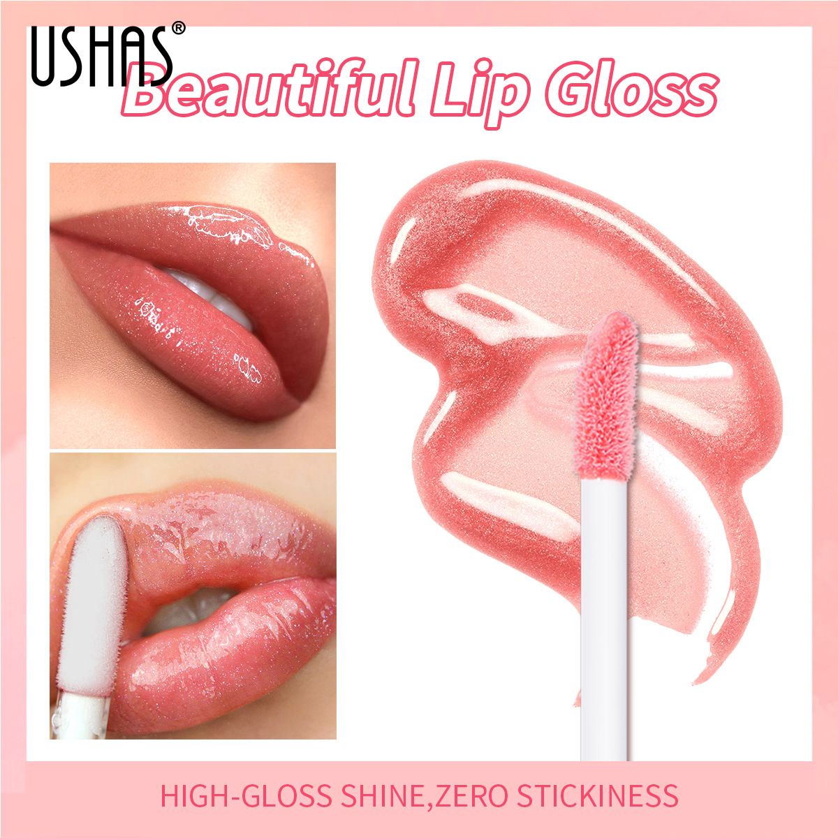 USHAS Lip Gloss Glitter Long-lasting Moisturizing Liquid Cosmetics Festival Gift Lipsticks Makeup