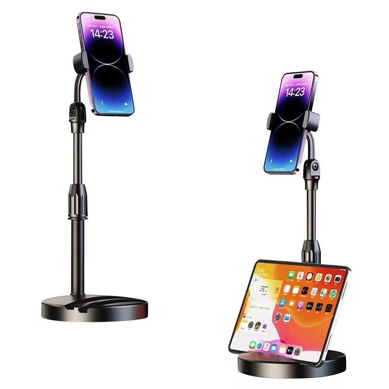 New Dual Slot Mobile Phone Stand For Live Streaming Live Broadcast Phone Holder Desk Table Stretchable Holder Table Mount For Cell Phones Support Holder