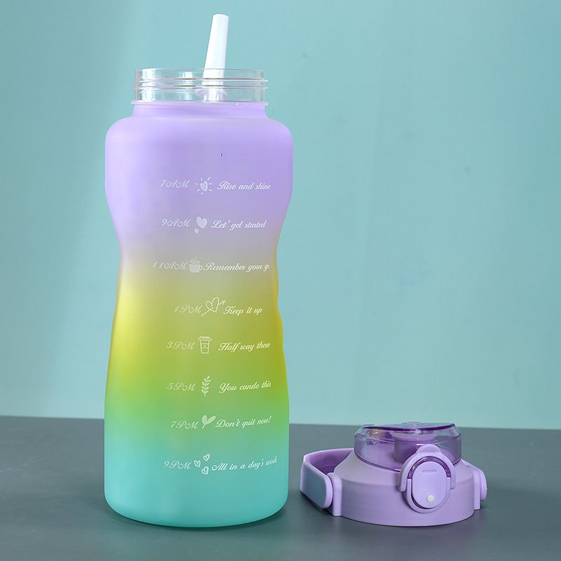 3PCS Gradient Water Bottles Cup Set Large Capacity Sports Water Bottle Outdoor Travel Gym Fitness Jugs Student Portable Cup WIth Straw