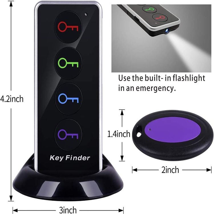 1 To 4 Wireless Key Finder Remote Key Locator 4 Receivers 1 Dock Station Alarm Systems Security Home With Led Flashlight