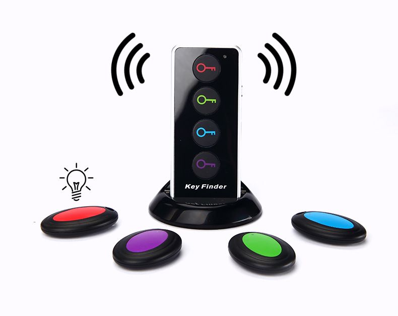 1 To 4 Wireless Key Finder Remote Key Locator 4 Receivers 1 Dock Station Alarm Systems Security Home With Led Flashlight