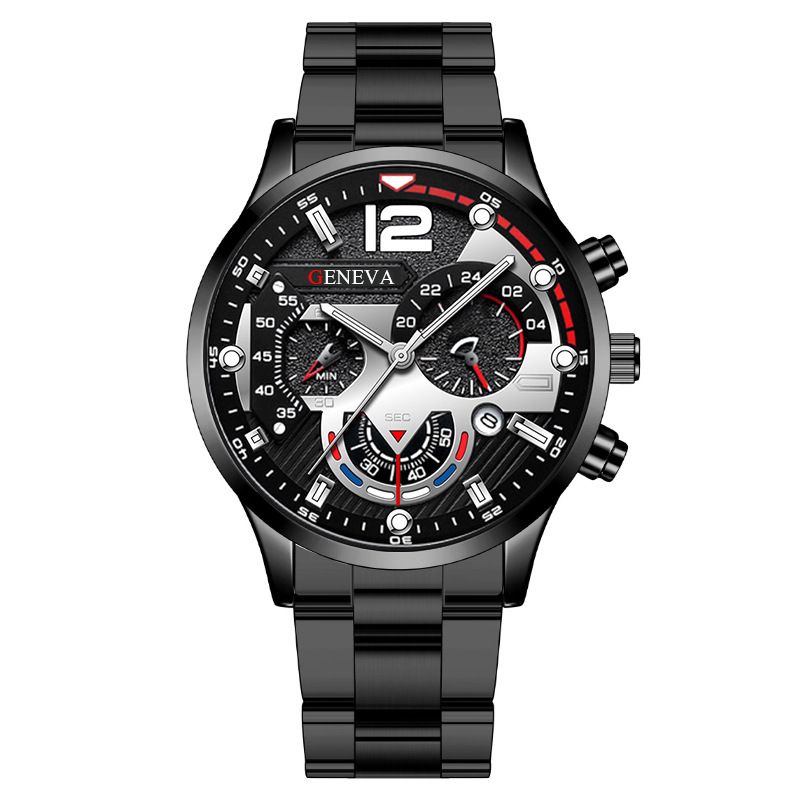 Fashion Men Watches Luxury Silver Stainless Steel  Quartz Watches Wrist Watch Men Business Watch Calendar Clock Gift