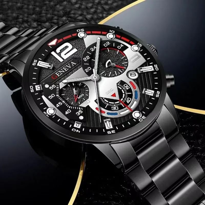 Fashion Men Watches Luxury Silver Stainless Steel  Quartz Watches Wrist Watch Men Business Watch Calendar Clock Gift