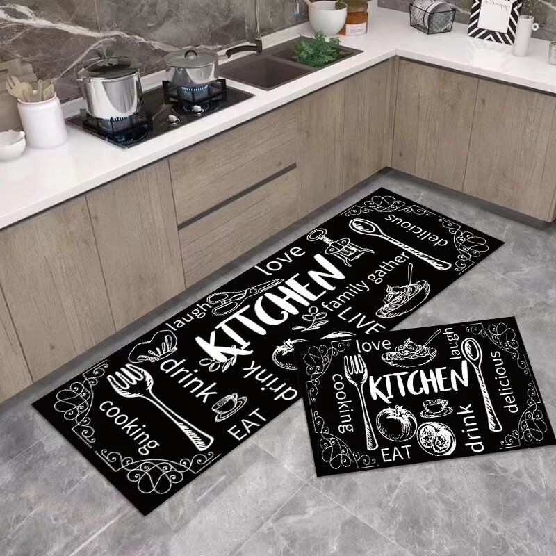 2PCS Set  Kitchen Rug Set Non Slip Kitchen Mat Rubber Bedroom Living Room Long Bedside Area Rug Doormat Runner Rug Set Floor Carpet Household Carpet Home Decor