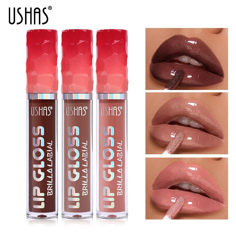 USHAS Moisturizing Lip Gloss Glitter Long-lasting Liquid Cosmetics Festival Gift Lipsticks Makeup