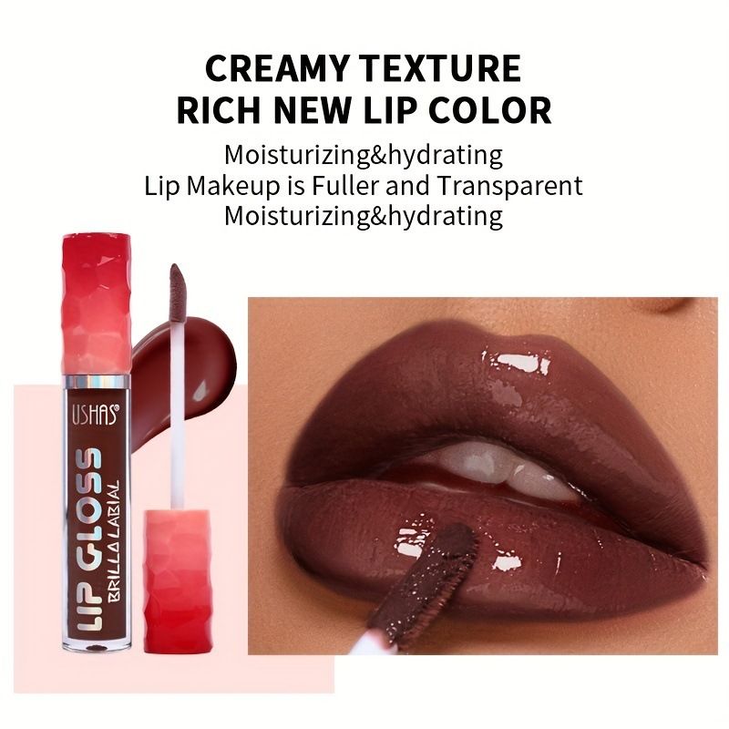 USHAS Moisturizing Lip Gloss Glitter Long-lasting Liquid Cosmetics Festival Gift Lipsticks Makeup