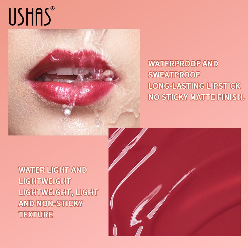 USHAS New Lip Gloss Waterproof Moisturizing Liquid Cosmetics Festival Gift Lipsticks Makeup