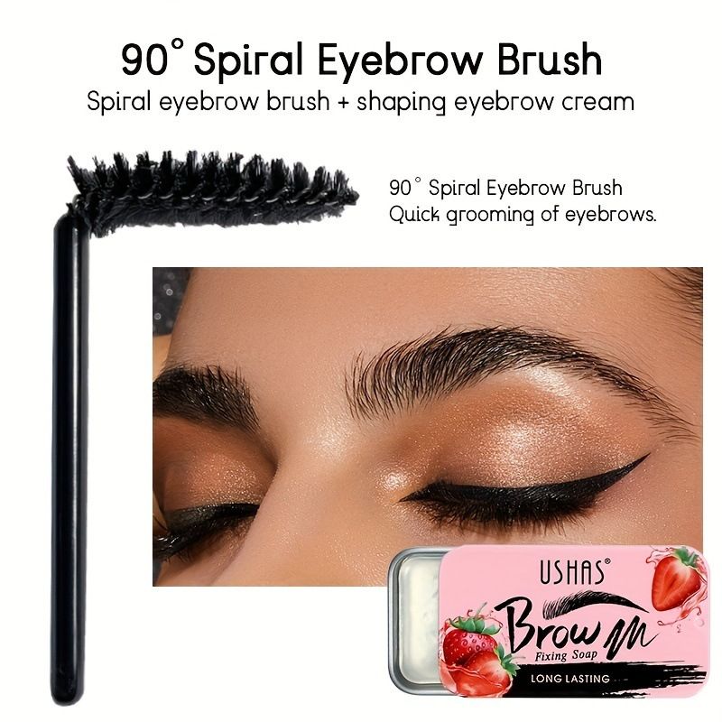 USHAS Brow Fixing Soap Strawberry Lemon Makeup Eyebrow Gel Shaping Wax With Brush Kit Eyebrow Shaping Products  strawberry