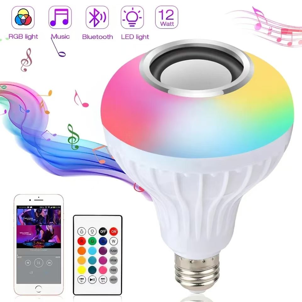 Double Base Wireless Bluetooth Speaker Bulb APP Control LED Lamp Smart Light Music Player Audio Remote Control Subwoofer Speaker Systems