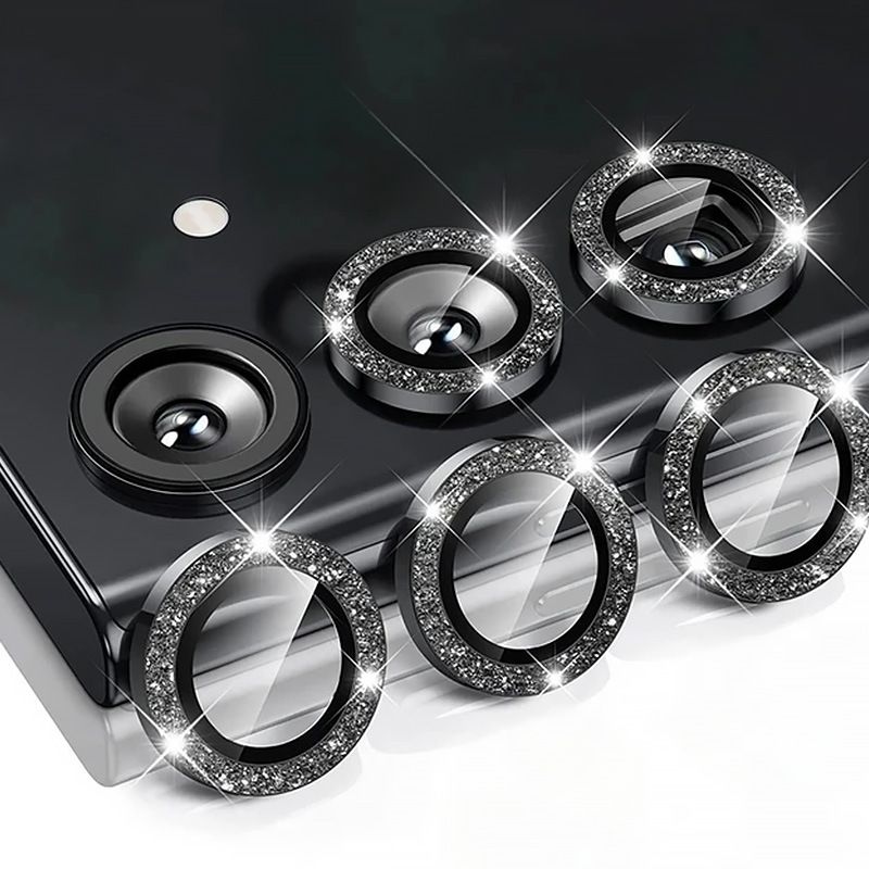 Glitter Diamond Camera Lens Protector for Samsung Galaxy S23 Plus A55 S24 Ultra S23Ultra S24Ultra Metal Ring Tempered Glass Cover