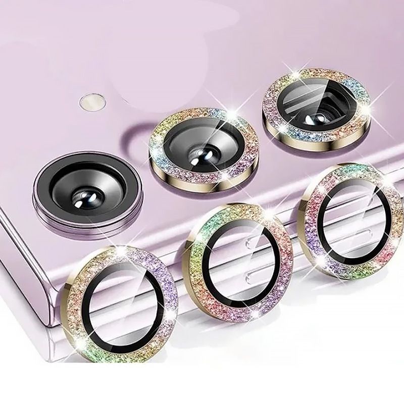 Glitter Diamond Camera Lens Protector for Samsung Galaxy S23 Plus A55 S24 Ultra S23Ultra S24Ultra Metal Ring Tempered Glass Cover