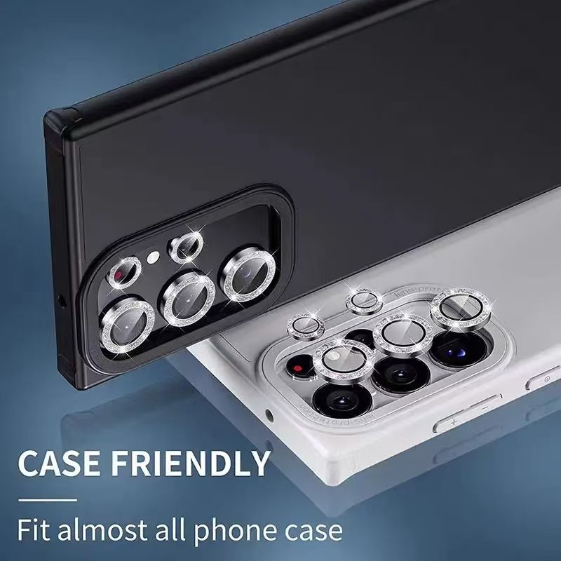 Glitter Diamond Camera Lens Protector for Samsung Galaxy S23 Plus A55 S24 Ultra S23Ultra S24Ultra Metal Ring Tempered Glass Cover