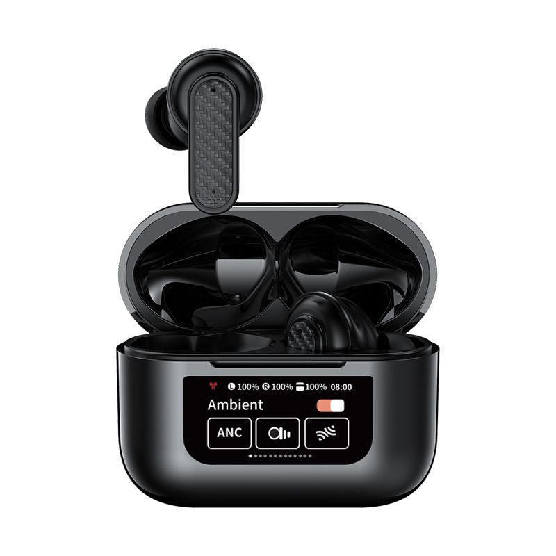 New LED Screen Bluetooth Earphones YW08 Touch Screen Earpods Color Display ANC Wireless Earphone TWS Earbuds Noise Cancelling Earphones For Android iOS Phones