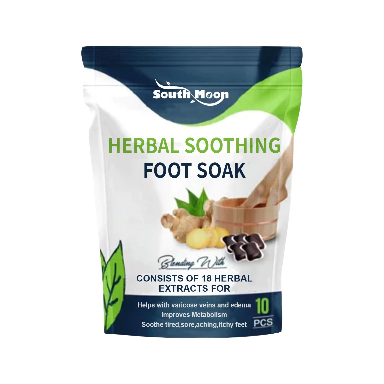 10PCS Detox Foot Soak Herbal Lymphatic Health Promote Blood Circulation Dehumidification Fat Burning Stress Relax Foot Bath Soak