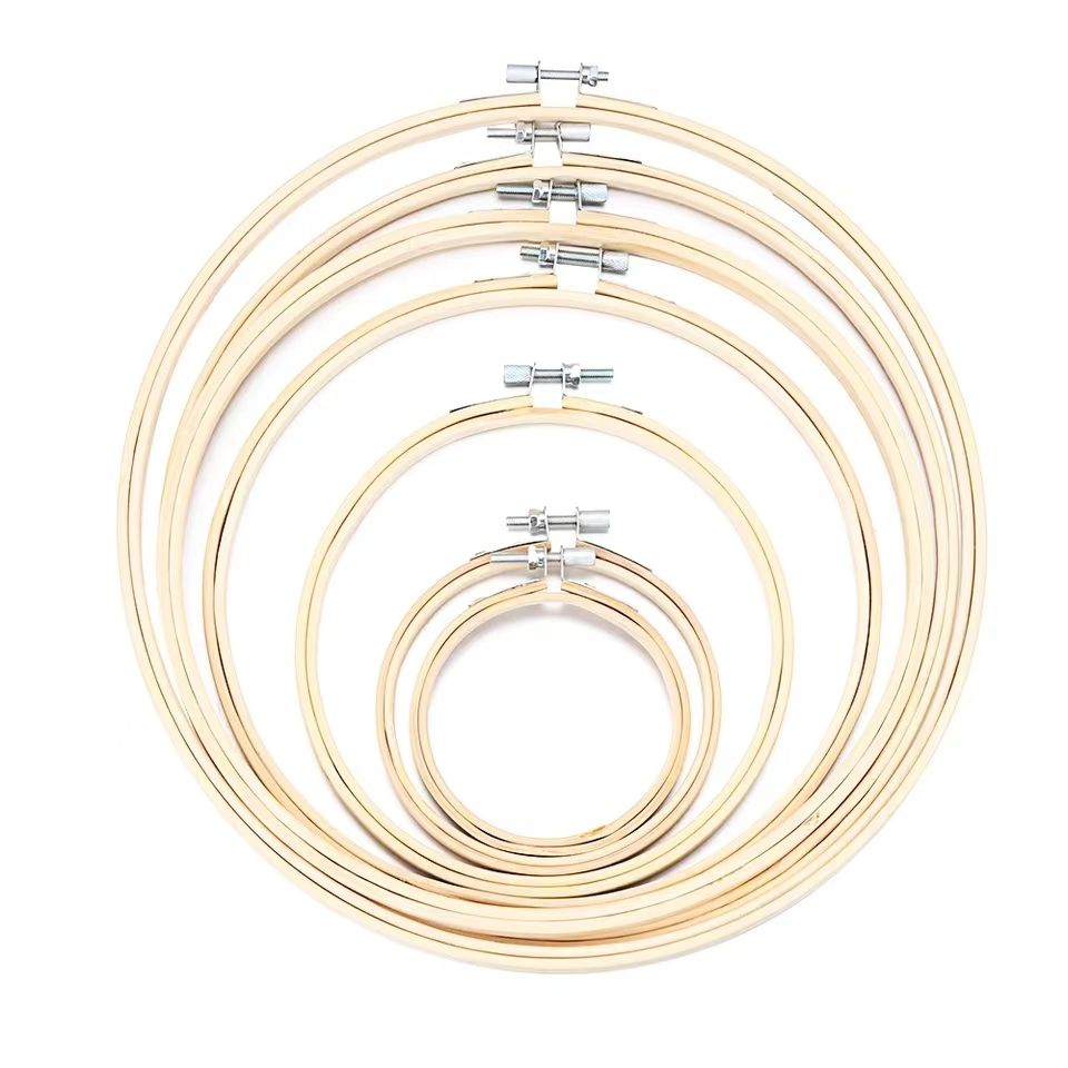 6PCS Set Wooden Embroidery Frame Set Bamboo Embroidery Hoops Rings for DIY Cross Stitch Needle Craft Tool Kits Accessoires