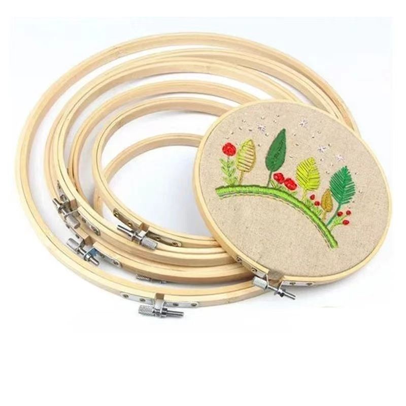 6PCS Set Wooden Embroidery Frame Set Bamboo Embroidery Hoops Rings for DIY Cross Stitch Needle Craft Tool Kits Accessoires