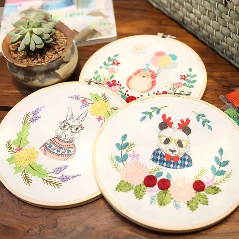 6PCS Set Wooden Embroidery Frame Set Bamboo Embroidery Hoops Rings for DIY Cross Stitch Needle Craft Tool Kits Accessoires