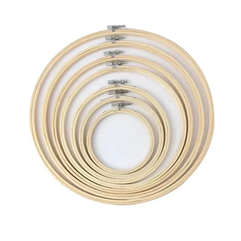 6PCS Set Wooden Embroidery Frame Set Bamboo Embroidery Hoops Rings for DIY Cross Stitch Needle Craft Tool Kits Accessoires