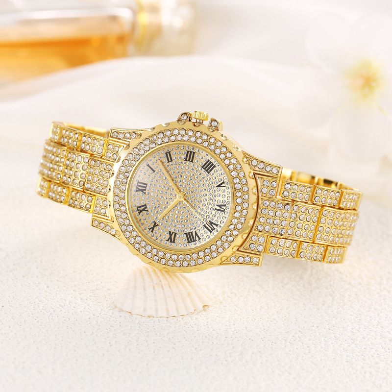 Luxury Full Diamond Quartz Women&apos;s Watches Hip Hop Men&apos;s Watches Iced Out Wristwatch Clock Sales