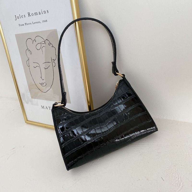 Fashion PU Leather Bags for Women Alligator Pattern Armpit Handbags Female Small Underarm Messenger Bag Purse Shoulder Bags