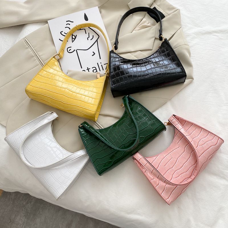 Fashion PU Leather Bags for Women Alligator Pattern Armpit Handbags Female Small Underarm Messenger Bag Purse Shoulder Bags