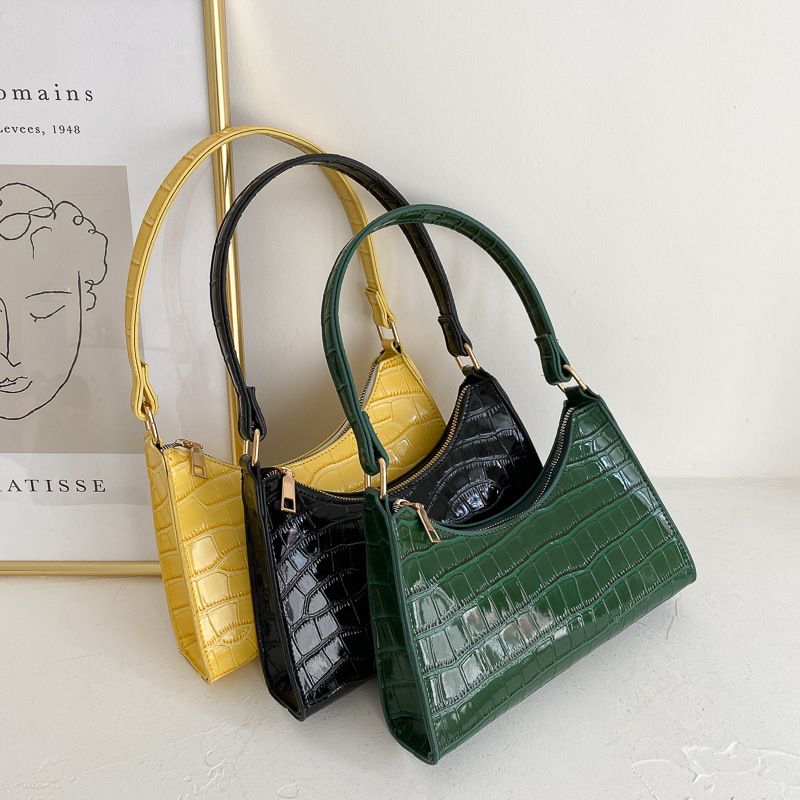 Fashion PU Leather Bags for Women Alligator Pattern Armpit Handbags Female Small Underarm Messenger Bag Purse Shoulder Bags