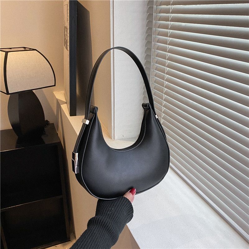 New Solid Color Half-moon Bags Women Fashion Shoulder Bags Luxury PU Leather Handbags Underarm Bag Advanced Brand Purse Gift