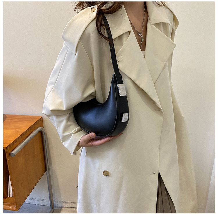 New Solid Color Half-moon Bags Women Fashion Shoulder Bags Luxury PU Leather Handbags Underarm Bag Advanced Brand Purse Gift