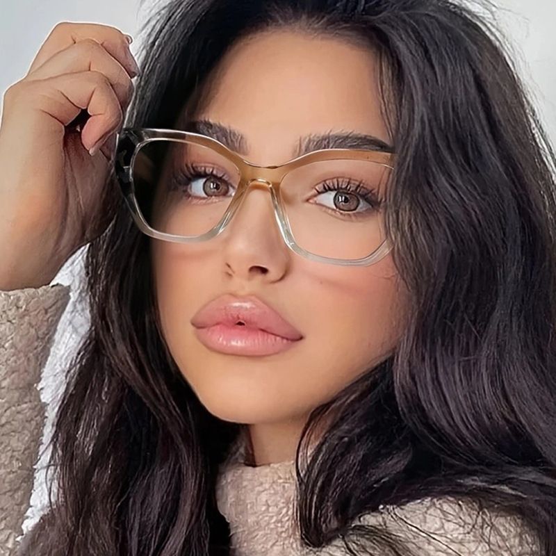 New Fashion Retro Cat Eye Glasses Frame Trend Flat Light Eyeglasses Women Simple Cateye Anti Blue Light Computer Glasses