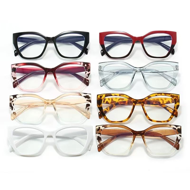 New Fashion Retro Cat Eye Glasses Frame Trend Flat Light Eyeglasses Women Simple Cateye Anti Blue Light Computer Glasses