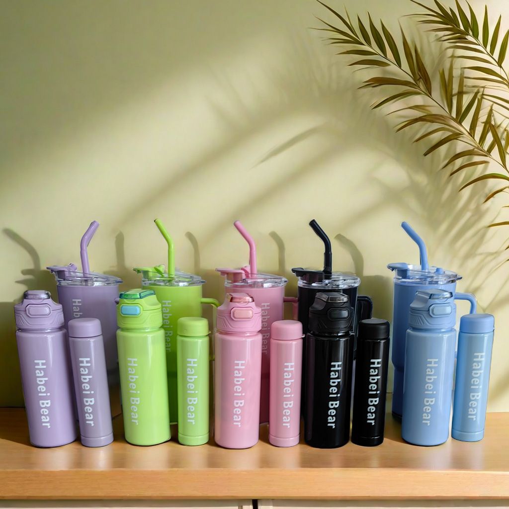 New 3PCS Set Water Bottles Car Cup Macaron Bottle Ice Bar Cup Plastic Sports Mug Large Capacity Frosted  Water Bottle Coffee Cup