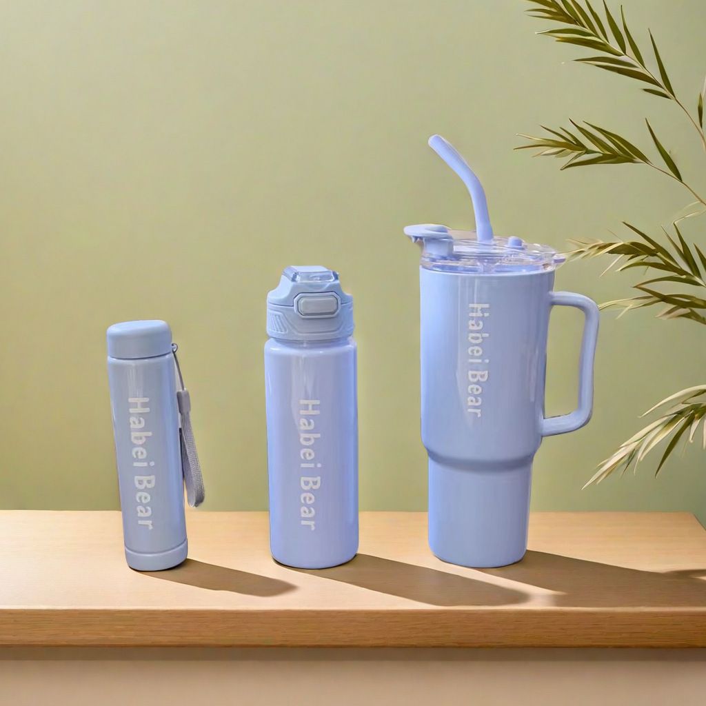 New 3PCS Set Water Bottles Car Cup Macaron Bottle Ice Bar Cup Plastic Sports Mug Large Capacity Frosted  Water Bottle Coffee Cup