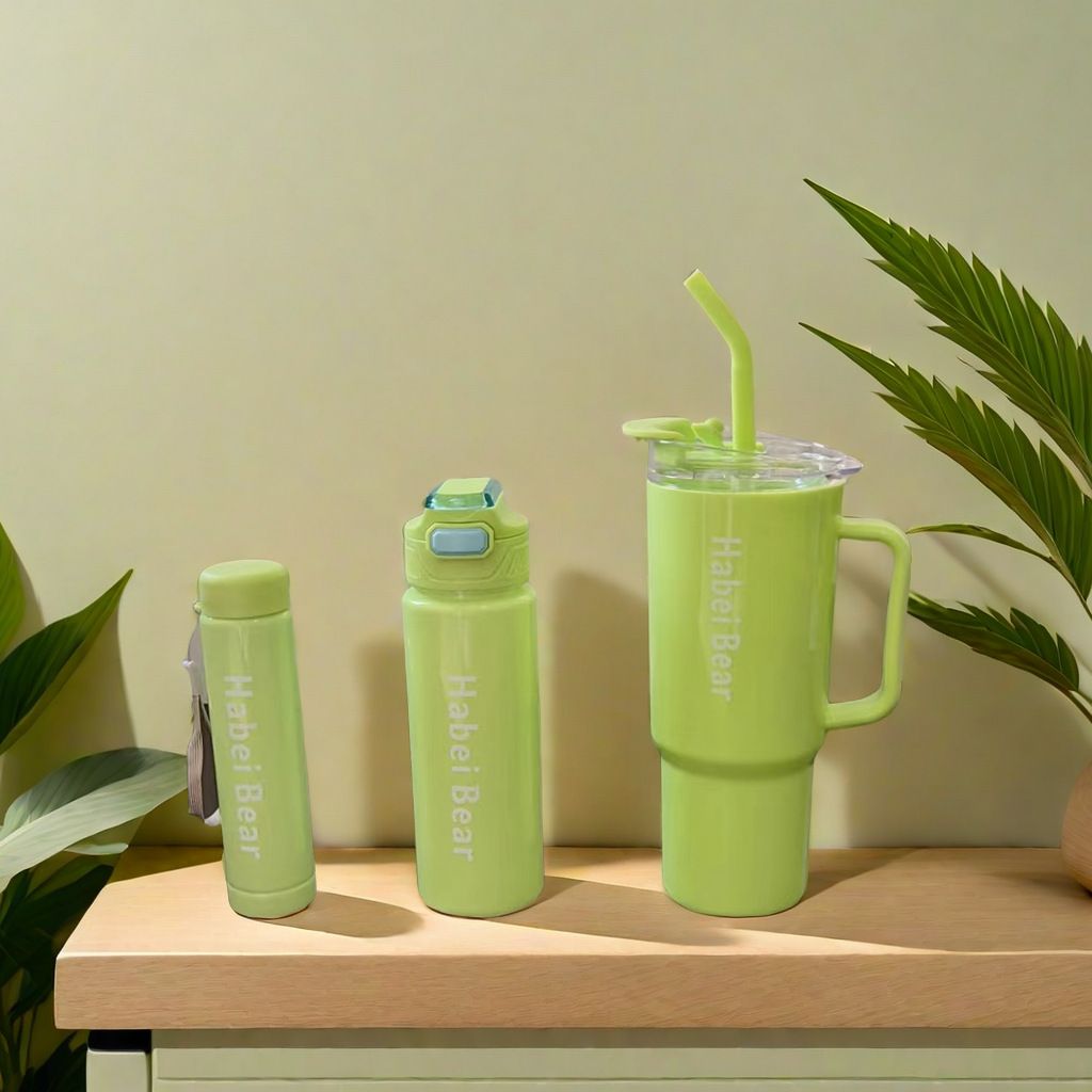 New 3PCS Set Water Bottles Car Cup Macaron Bottle Ice Bar Cup Plastic Sports Mug Large Capacity Frosted  Water Bottle Coffee Cup