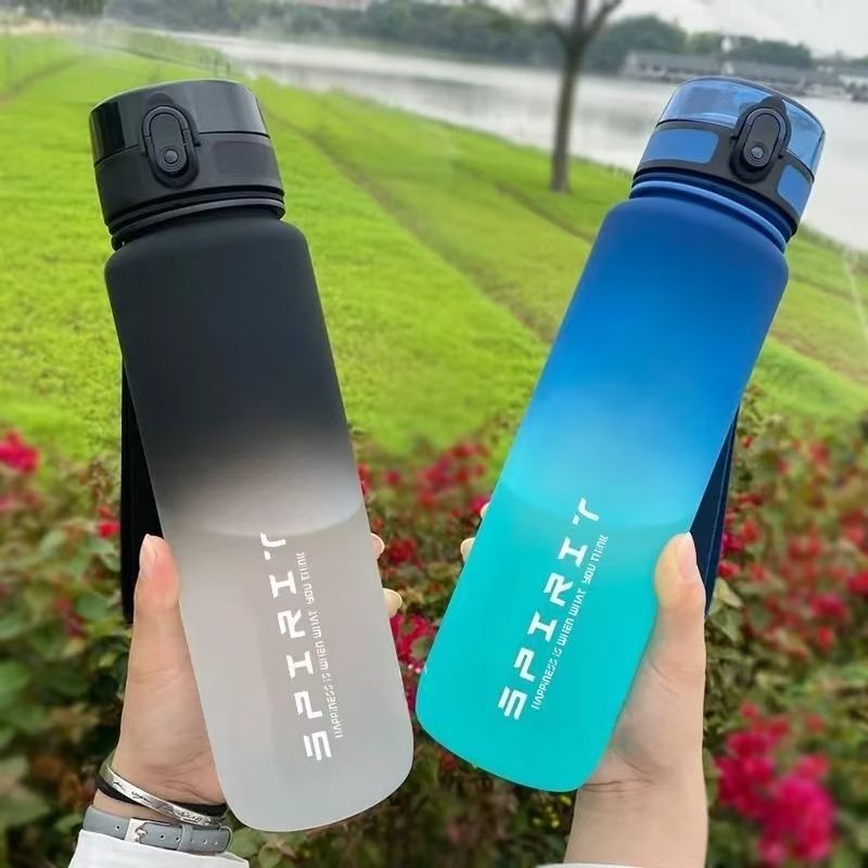 New 750/1000ML Water Bottles Sports Water Bottle with Time Marker Leakproof Water Cups for Outdoor Travel Fitness Drinkware Unisex