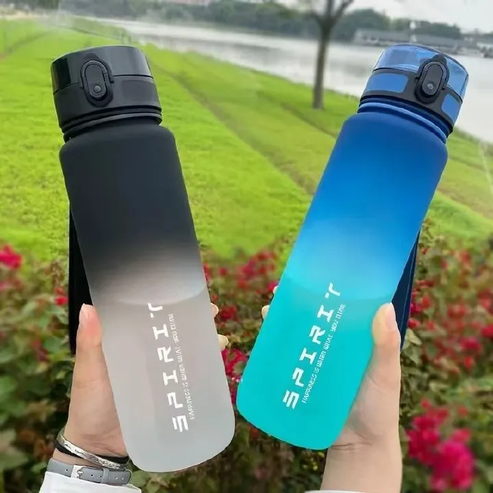 New 750/1000ML Water Bottles Sports Water Bottle with Time Marker Leakproof Water Cups for Outdoor Travel Fitness Drinkware Unisex