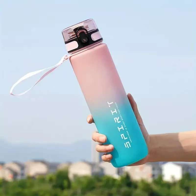 New 750/1000ML Water Bottles Sports Water Bottle with Time Marker Leakproof Water Cups for Outdoor Travel Fitness Drinkware Unisex