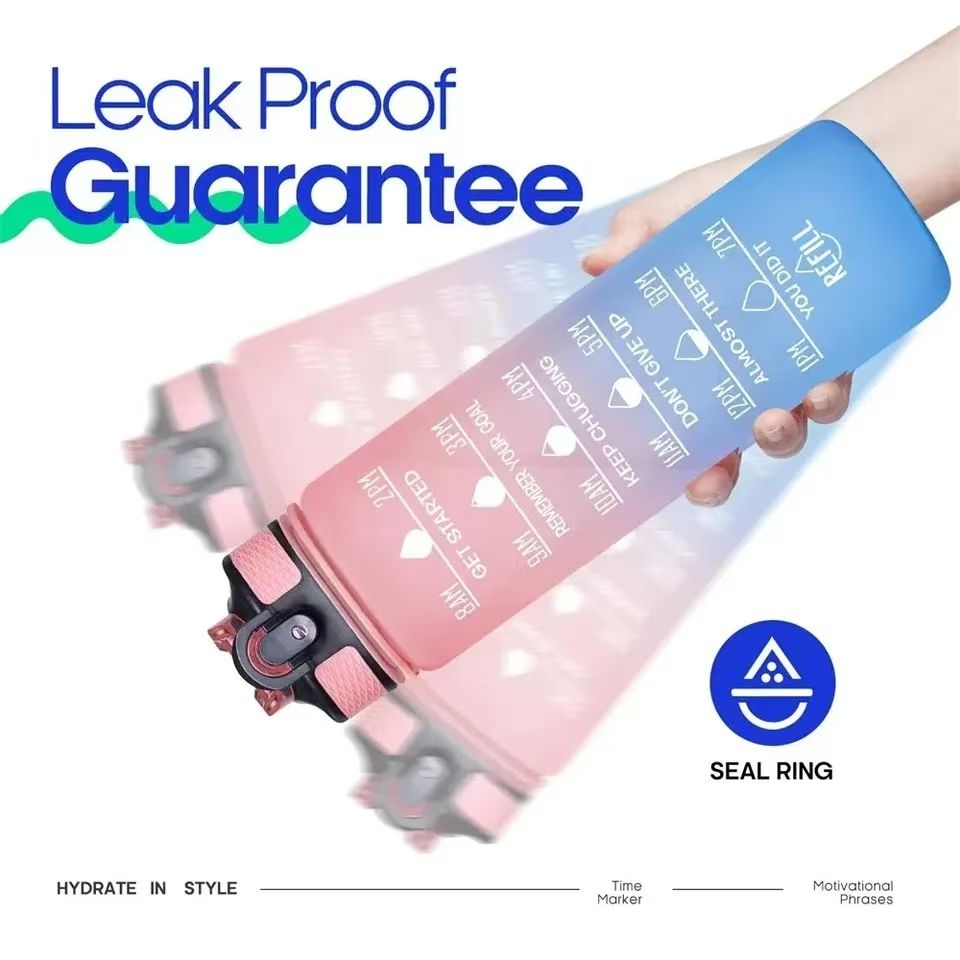 New 1000ML Leakproof Water Bottles with Times to Drink and Straw Motivational Drinking Sports Water Bottle for Fitnes Gym Outdoor