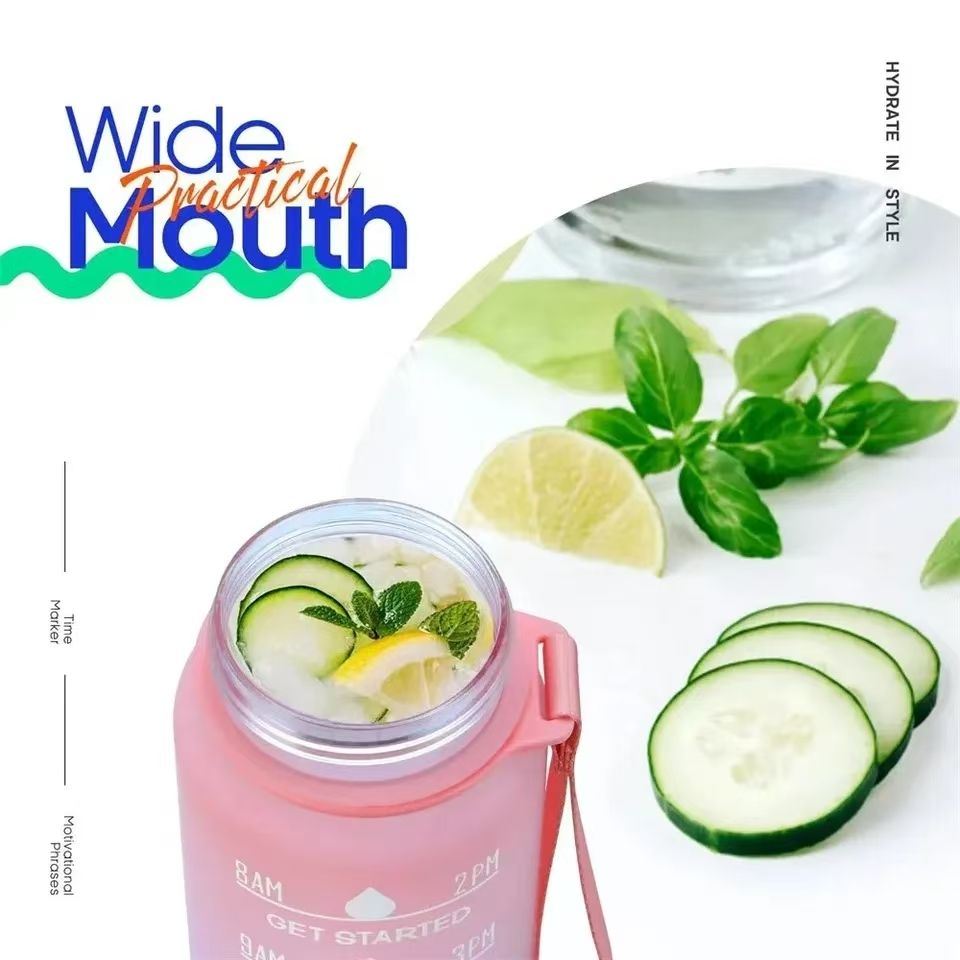New 1000ML Leakproof Water Bottles with Times to Drink and Straw Motivational Drinking Sports Water Bottle for Fitnes Gym Outdoor