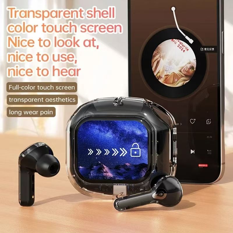 New Air Max Touch Screen Earphones Wireless Bluetooth Earphones  
 Transparent Earpods Touch Screen ANC Noise Reduction Earbuds For Phones