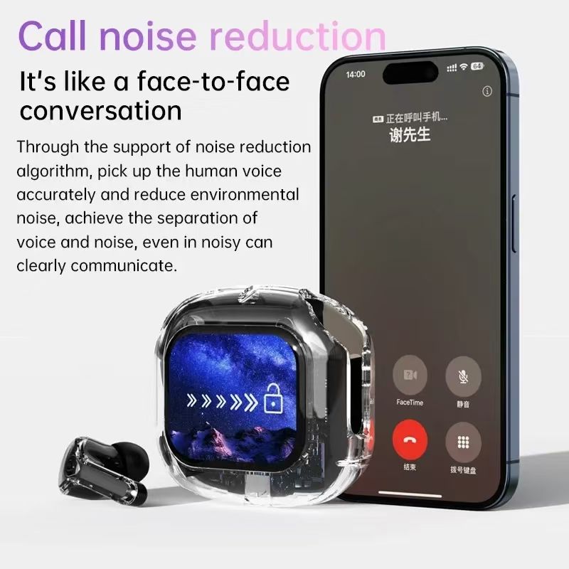 New Air Max Touch Screen Earphones Wireless Bluetooth Earphones  
 Transparent Earpods Touch Screen ANC Noise Reduction Earbuds For Phones