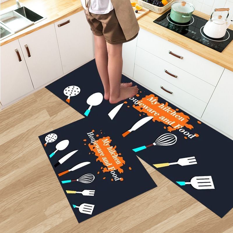 2PCS Set  Kitchen Rug Set Non Slip Kitchen Mat Rubber Bedroom Living Room Long Bedside Area Rug Doormat Runner Rug Set Floor Carpet Household Carpet Home Decor