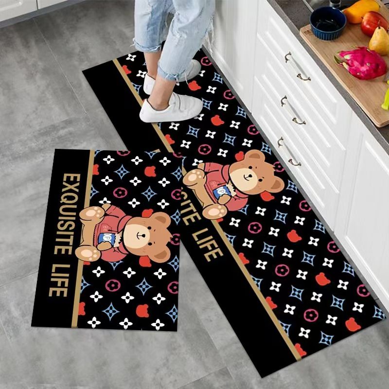 2PCS Set  Kitchen Rug Set Non Slip Kitchen Mat Rubber Bedroom Living Room Long Bedside Area Rug Doormat Runner Rug Set Floor Carpet Household Carpet Home Decor