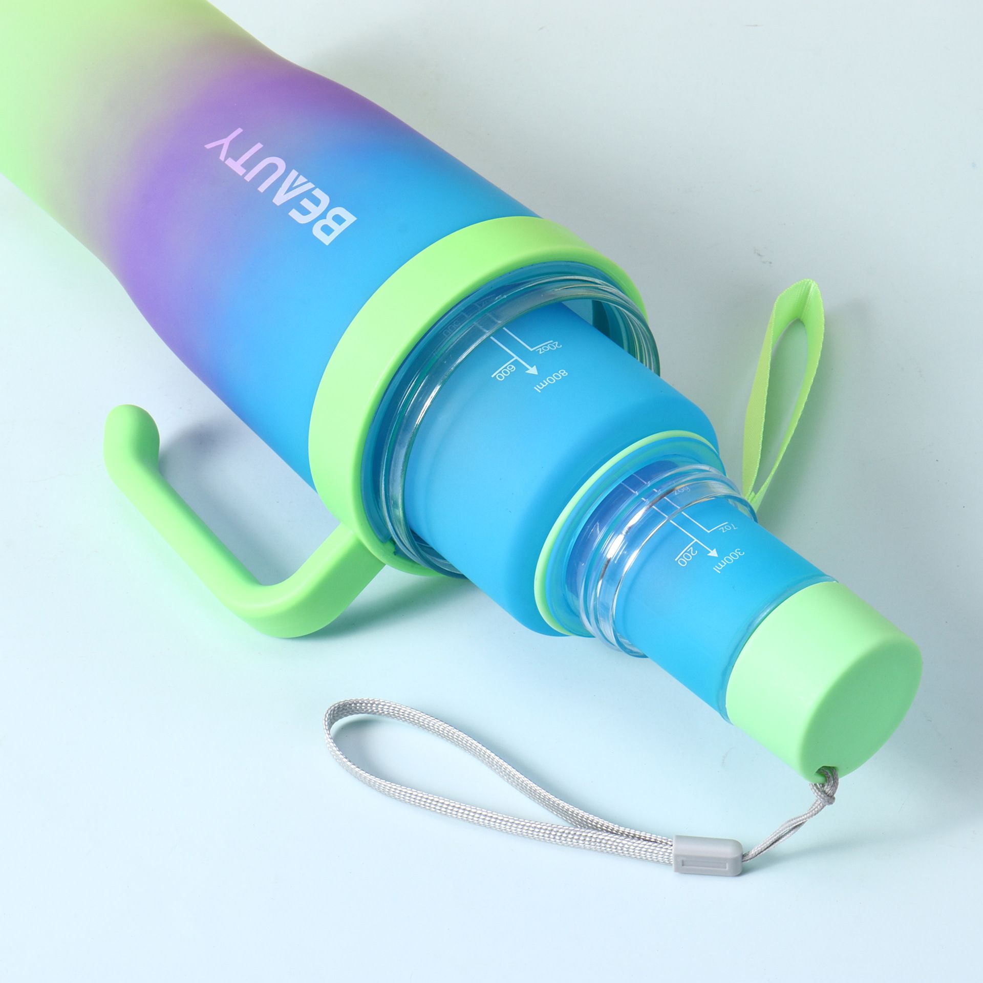 New 3PCS Set Water Bottles Car Cup Ice Bar Cup Plastic Sports Mug Large Capacity Frosted Gradient Water Bottle Coffee Cup
