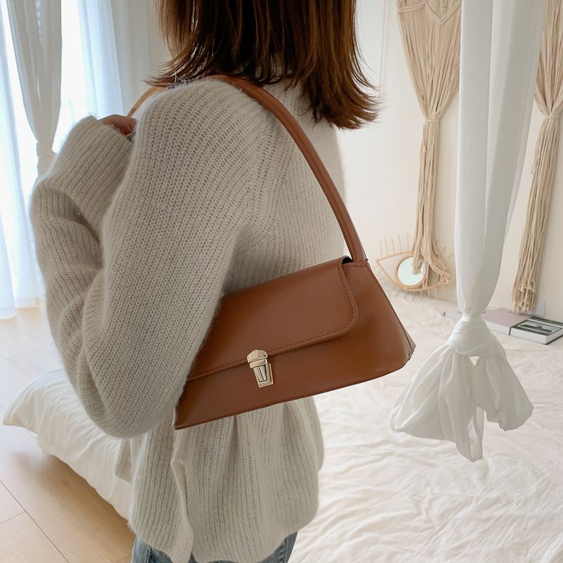 Women Retro Handbags PU Leather Handle Bags Vintage Shoulder Bag Underarm Bags  Gift