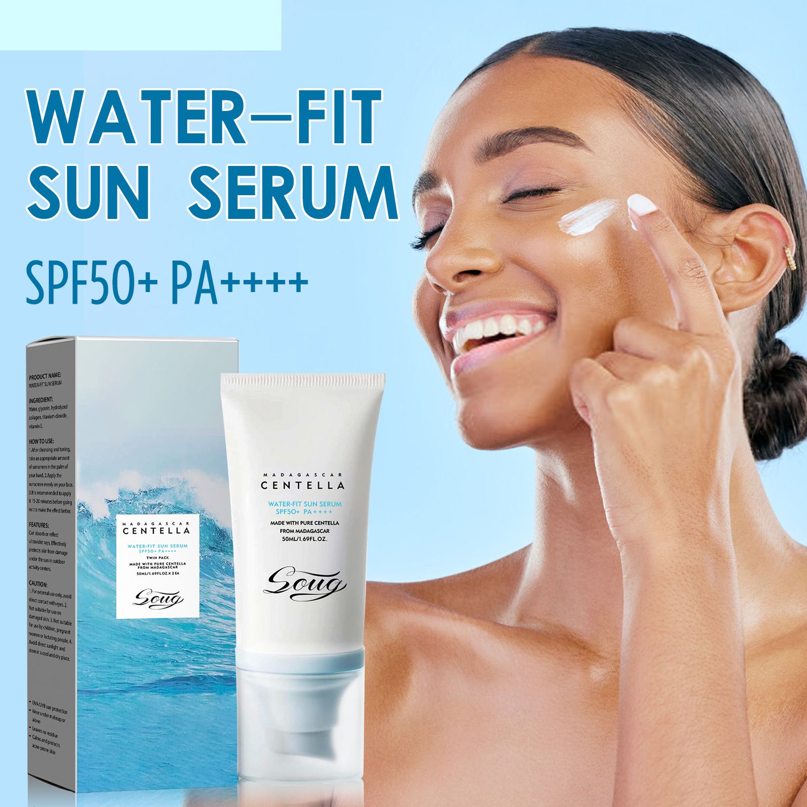 New Facial Sunscreen Centella Protector Solar Sunblock Skin Whitening Cream Korean Moisturizing Protector Care Body Sunscreen