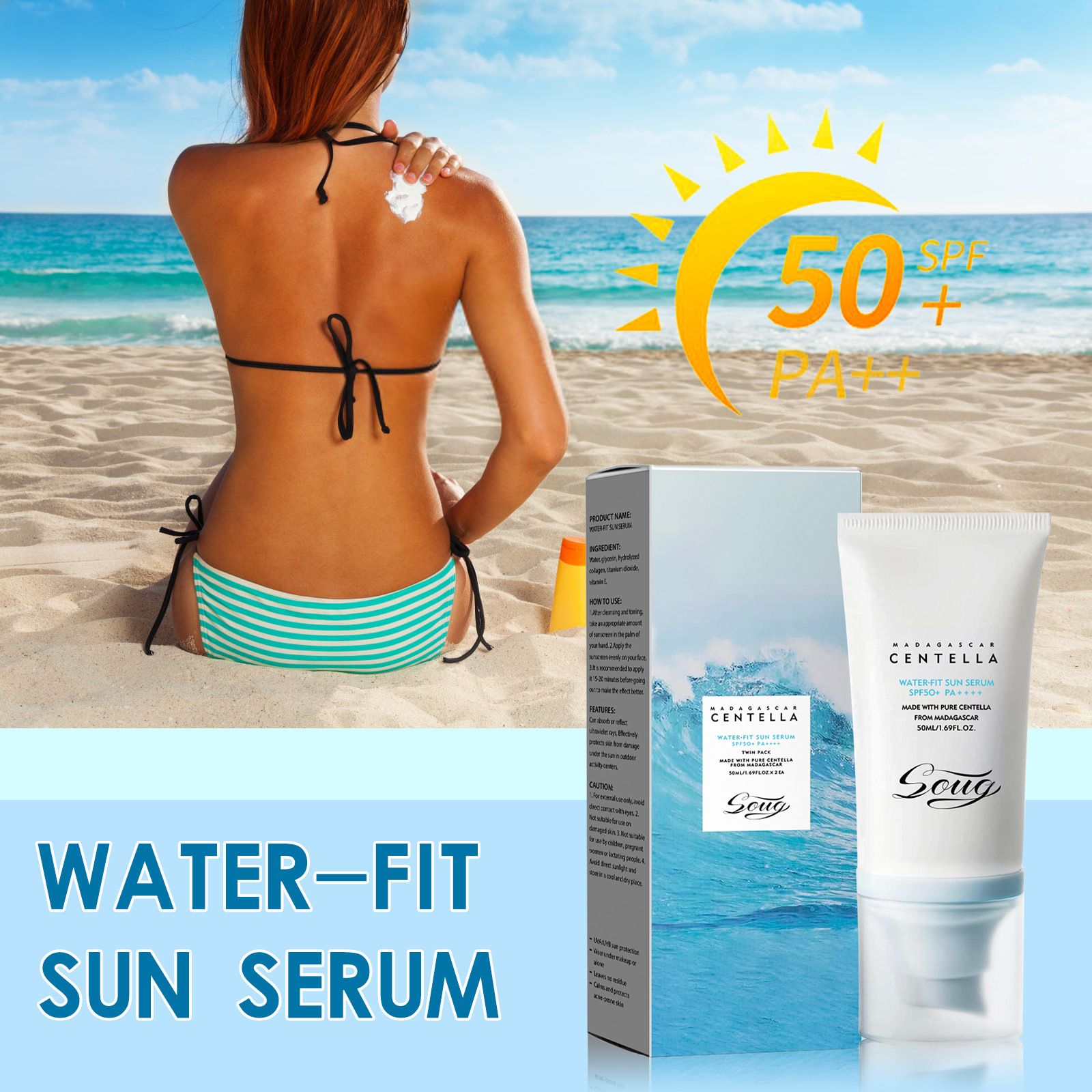 New Facial Sunscreen Centella Protector Solar Sunblock Skin Whitening Cream Korean Moisturizing Protector Care Body Sunscreen
