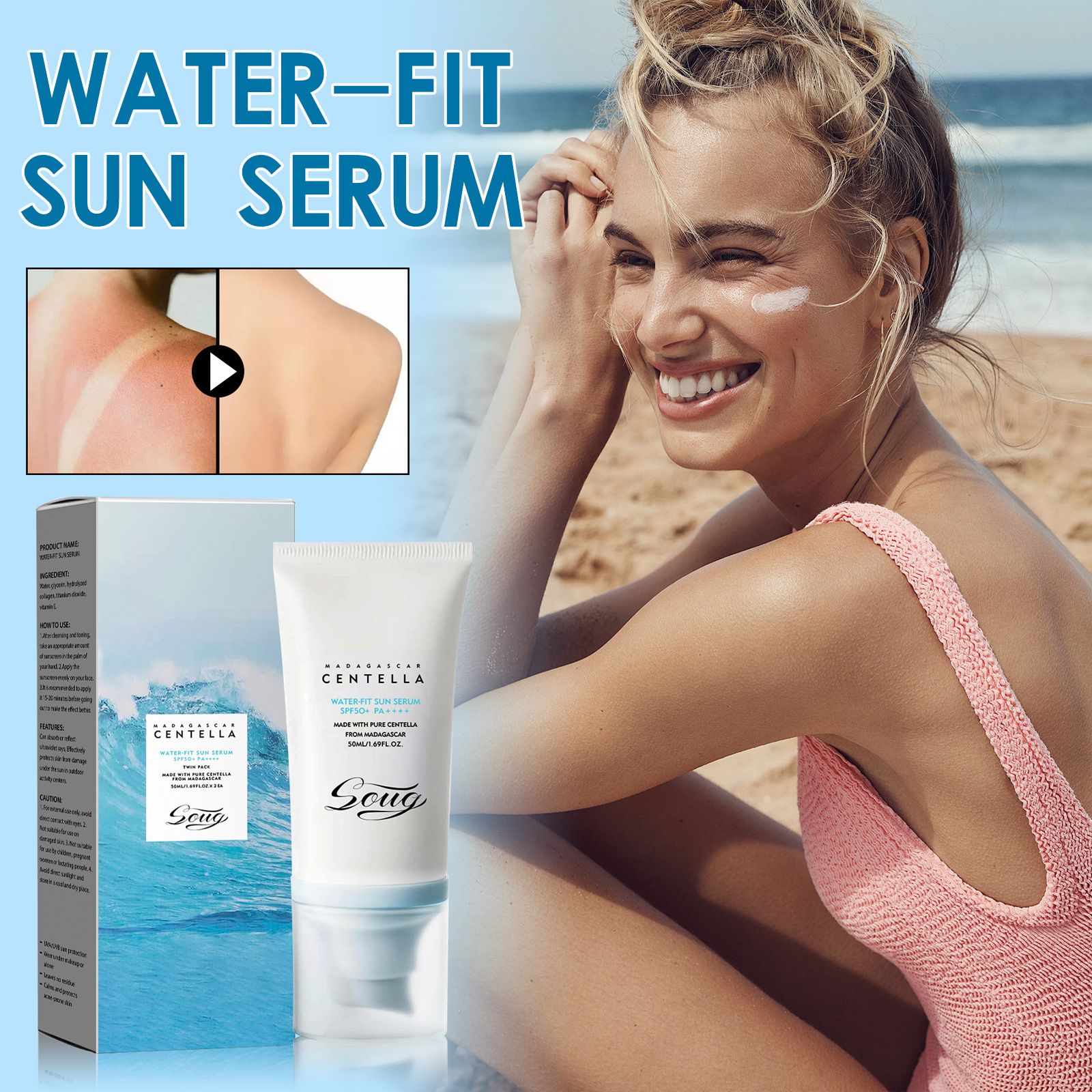 New Facial Sunscreen Centella Protector Solar Sunblock Skin Whitening Cream Korean Moisturizing Protector Care Body Sunscreen