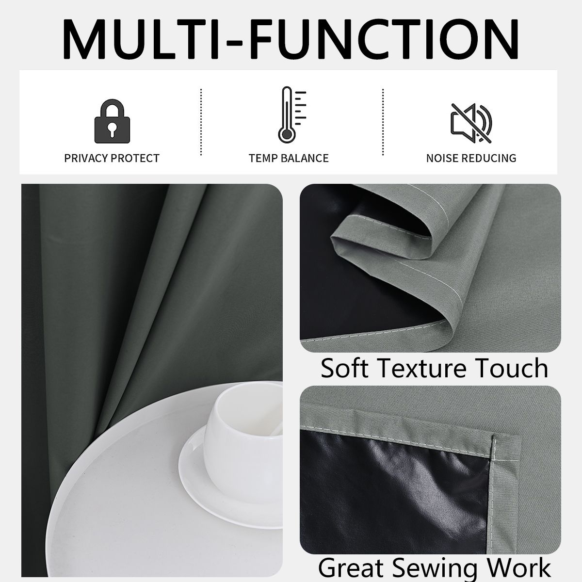 2PCS Solid Blackout Curtains With Coated Insulated Lining Curtains For Living Room Bedroom Home Decor Room Decoration